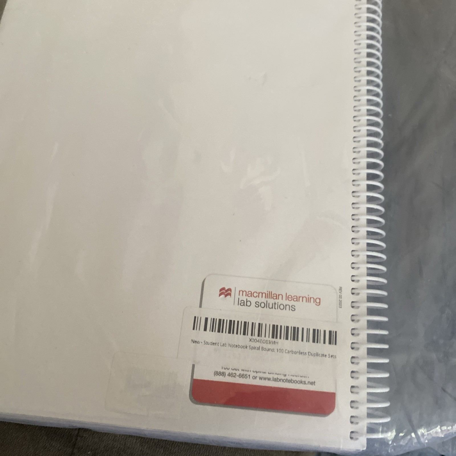 Hayden-McNeil Student Lab Notebook Chemistry 100 Duplicate Sets Spiral Bound
