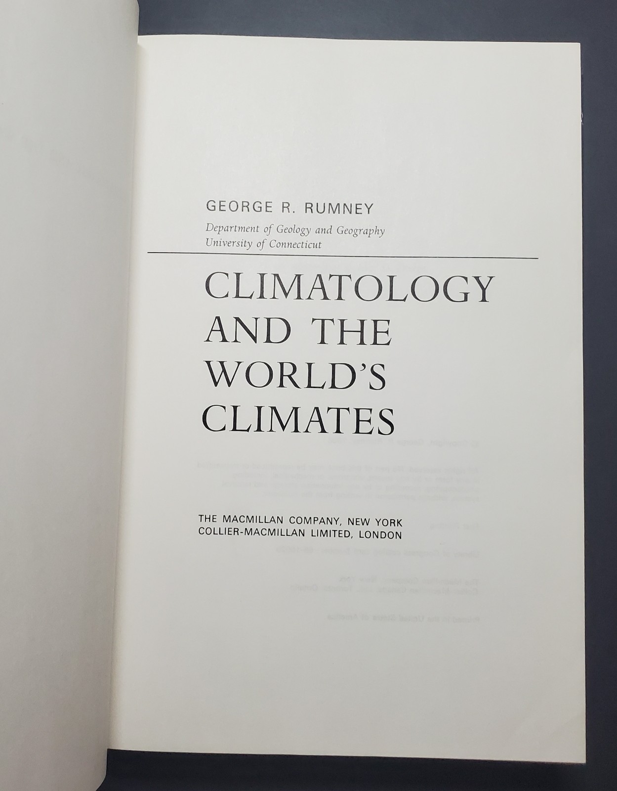 Climatology and World Climates by George R. Rumney Vintage 1968 HC 1st Ed. w/DJ
