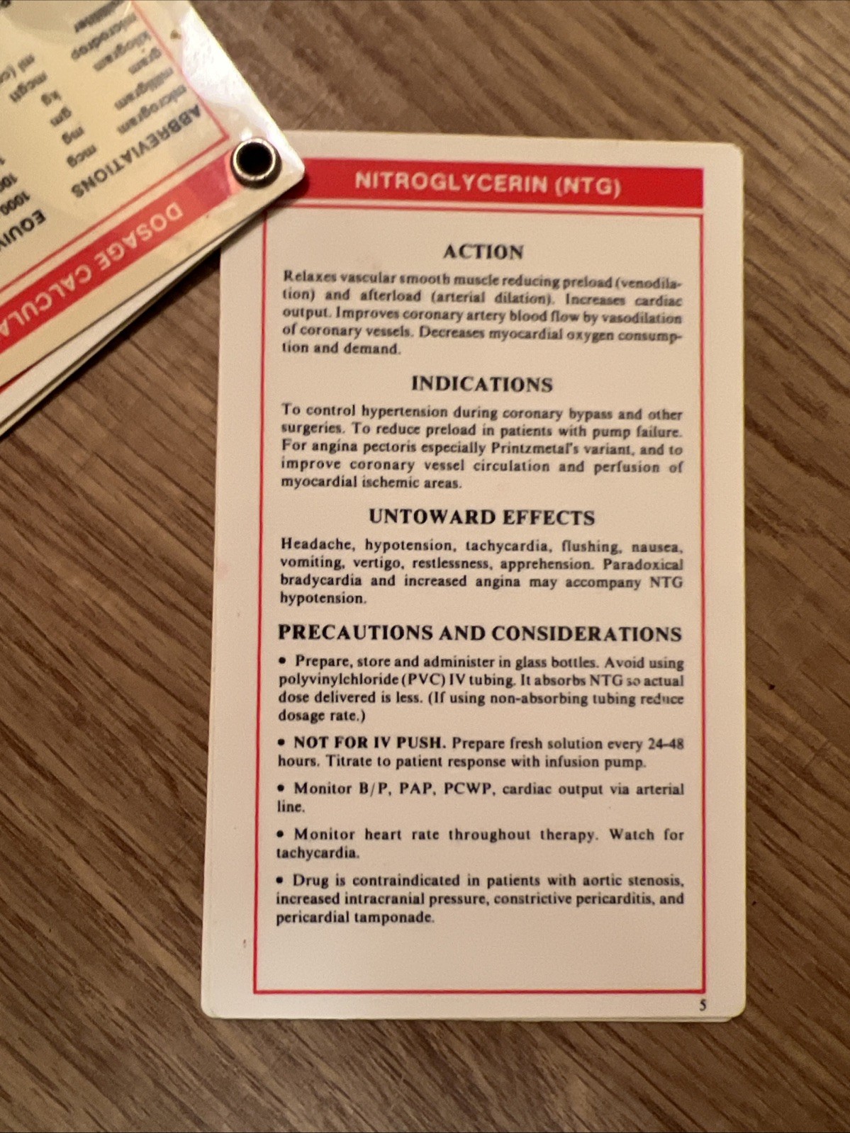 Medical Reference Cards Dosage Calculations With Slip