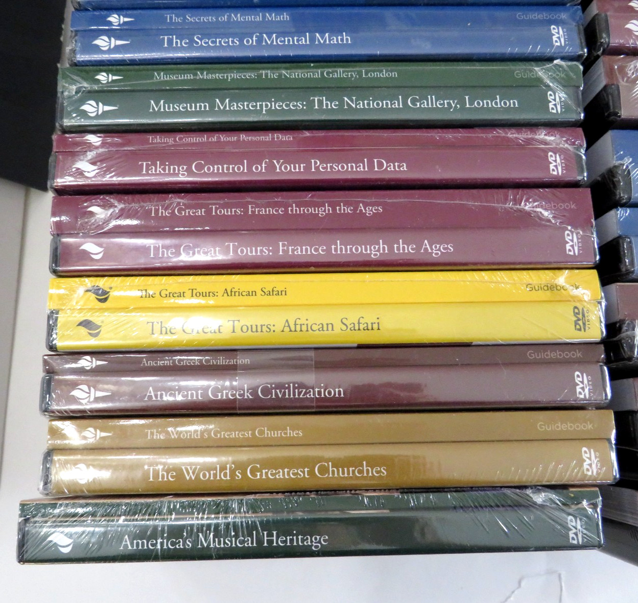 THE GREAT COURSES DVD LOT WITH BOOKS- LARGE GROUPING OF FACTORY SEALED SETS