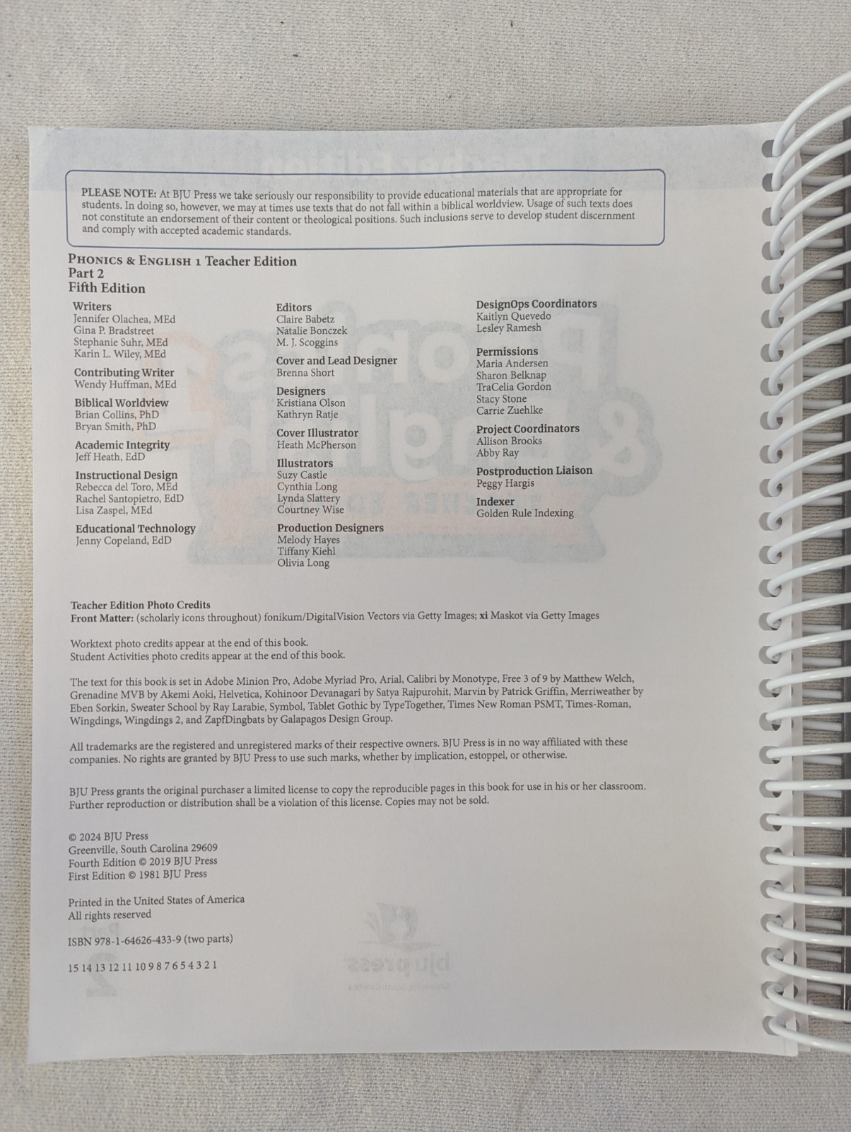 BJU Phonics & English 1 Teacher Edition 5th Edition Teacher’s Edition, Part 2
