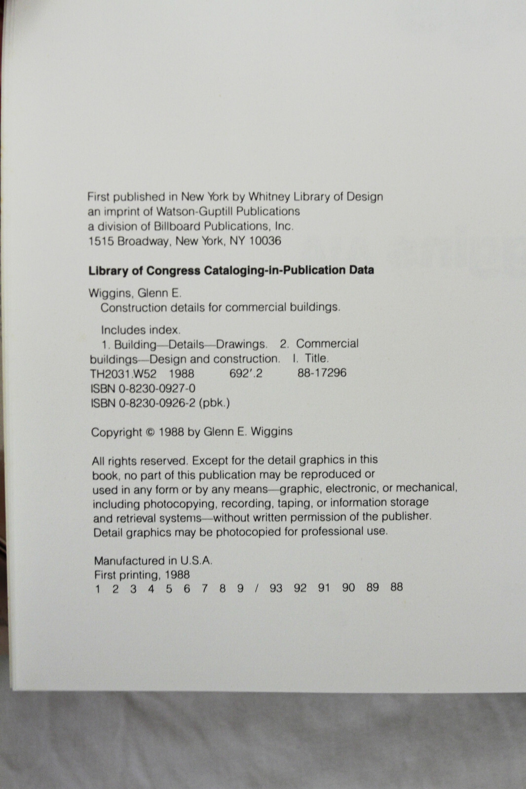 Construction Details for Commercial Buildings: A Graphics File Wiggins (HC)