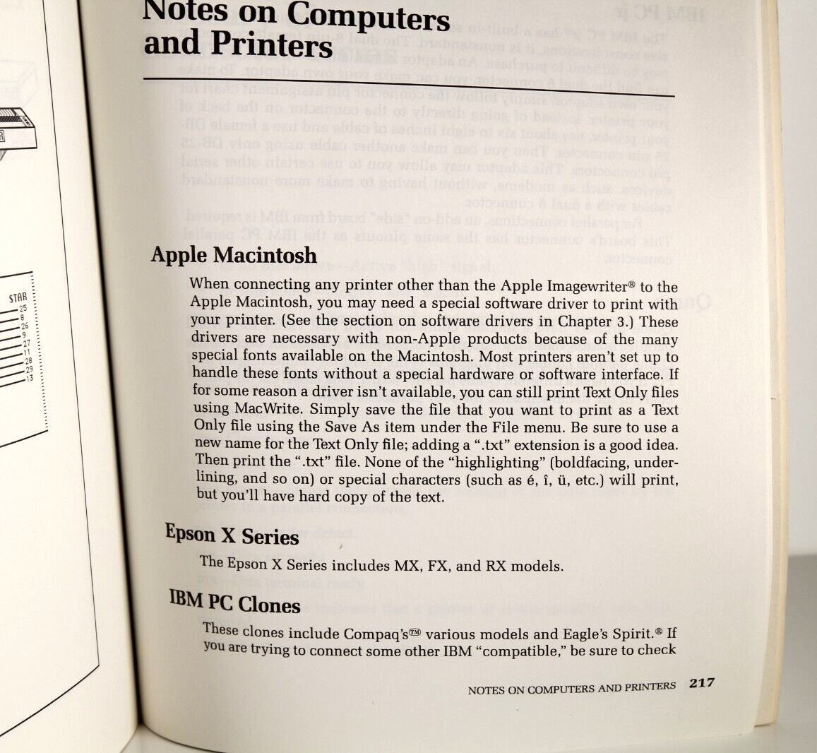 Sams Printer Connection Bible, 1985 Softcover Paperback Book, Apple, Epson