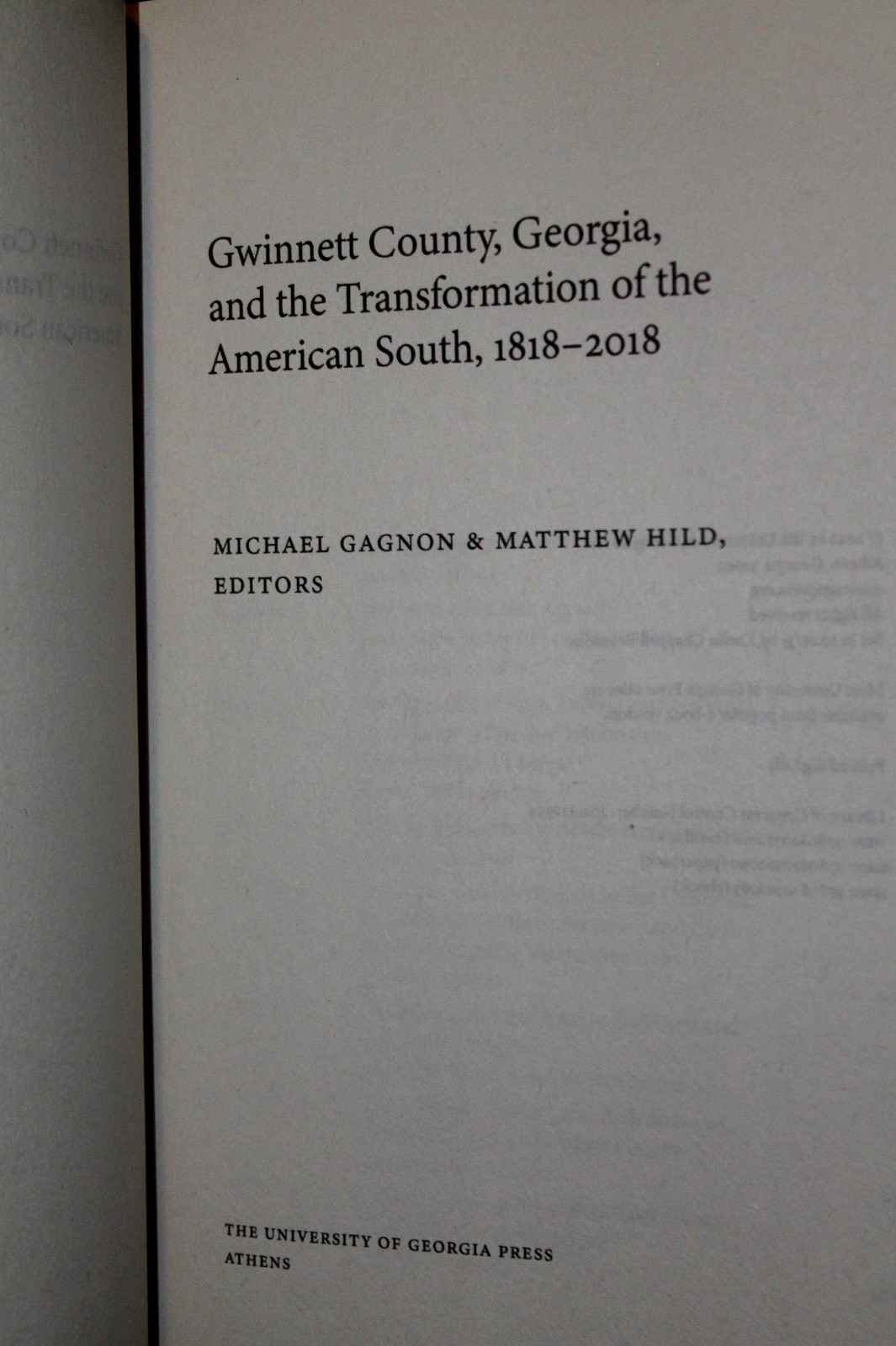 GWINNETT COUNTY, GEORGIA : Transformation of the American South (2022 TPB)