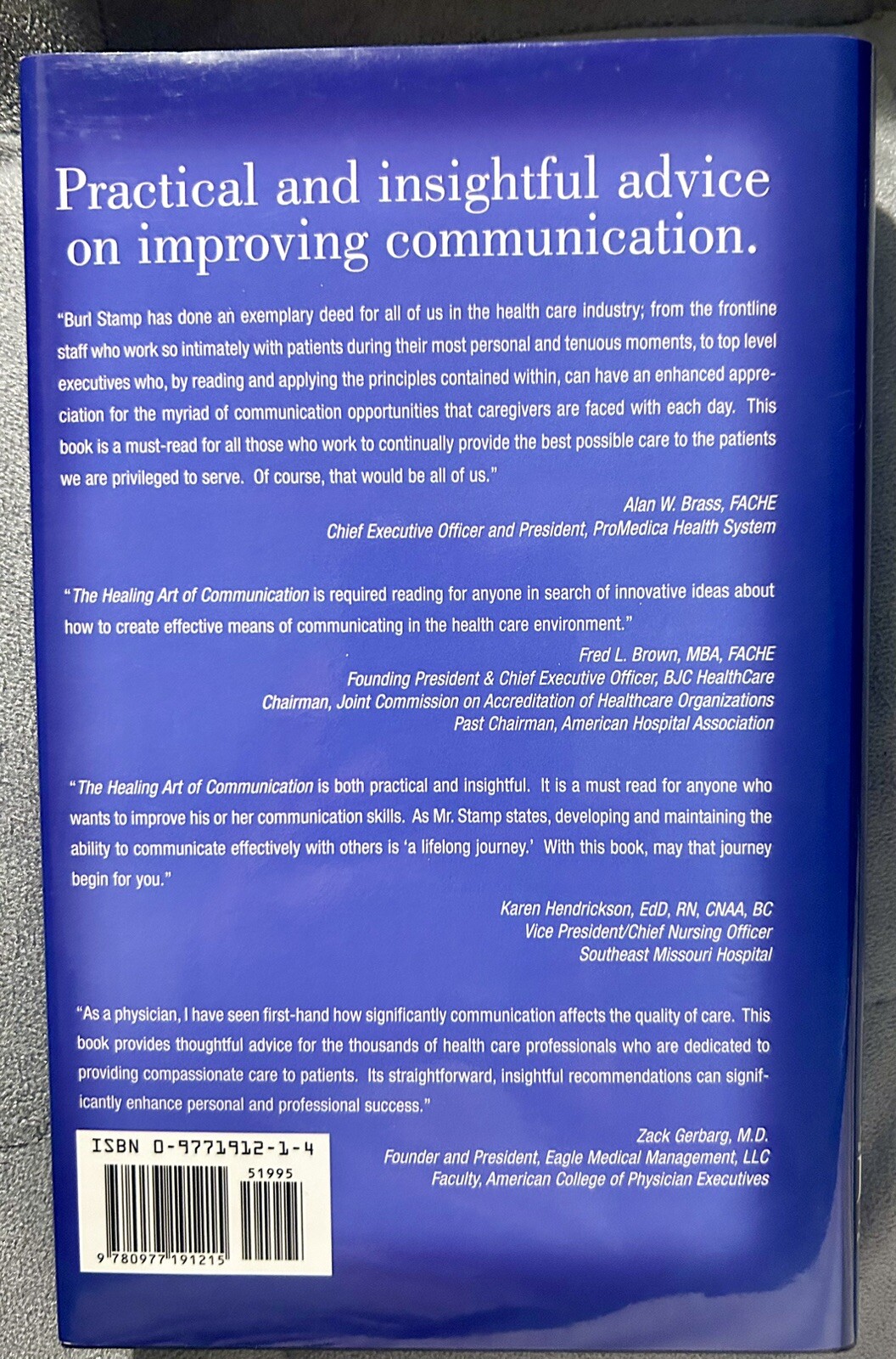 The Healing Art of Communication – Burl Stamp – Hardcover