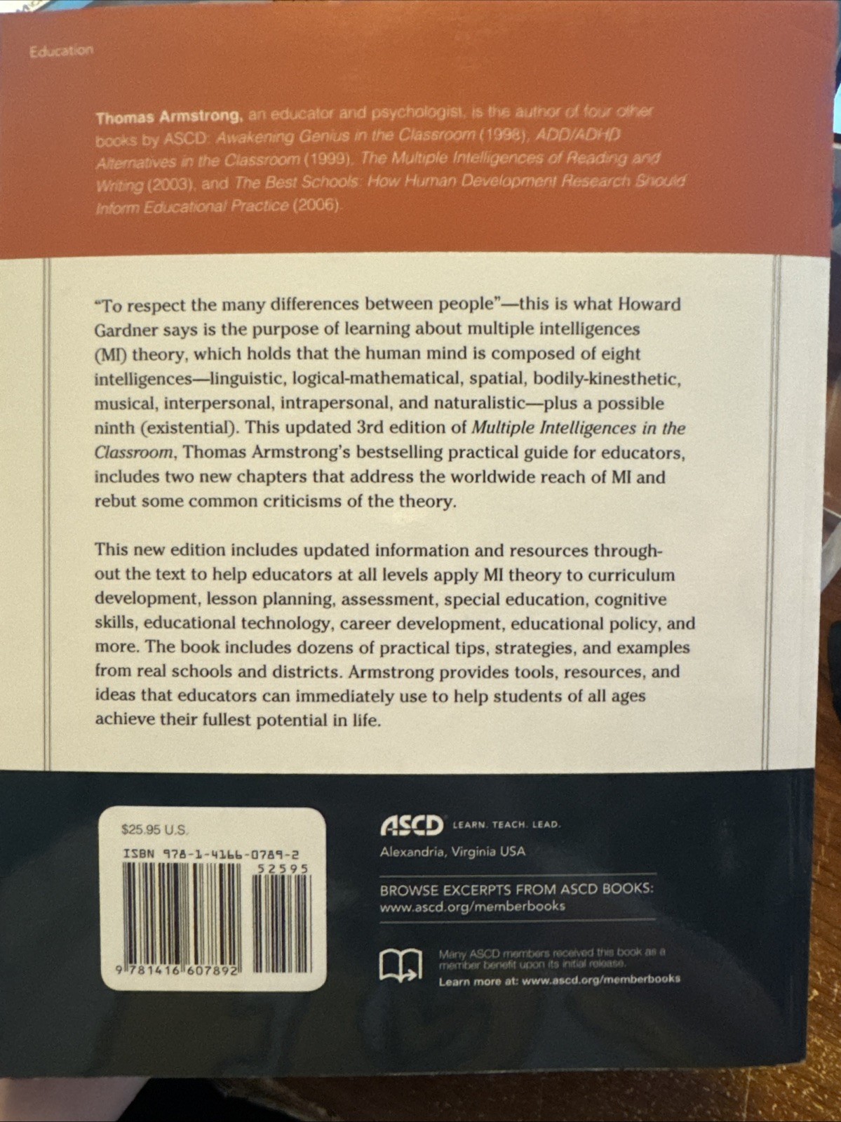 MULTIPLE INTELLIGENCES (MI) IN THE CLASSROOM by Thomas Armstrong 3rd Ed 2009