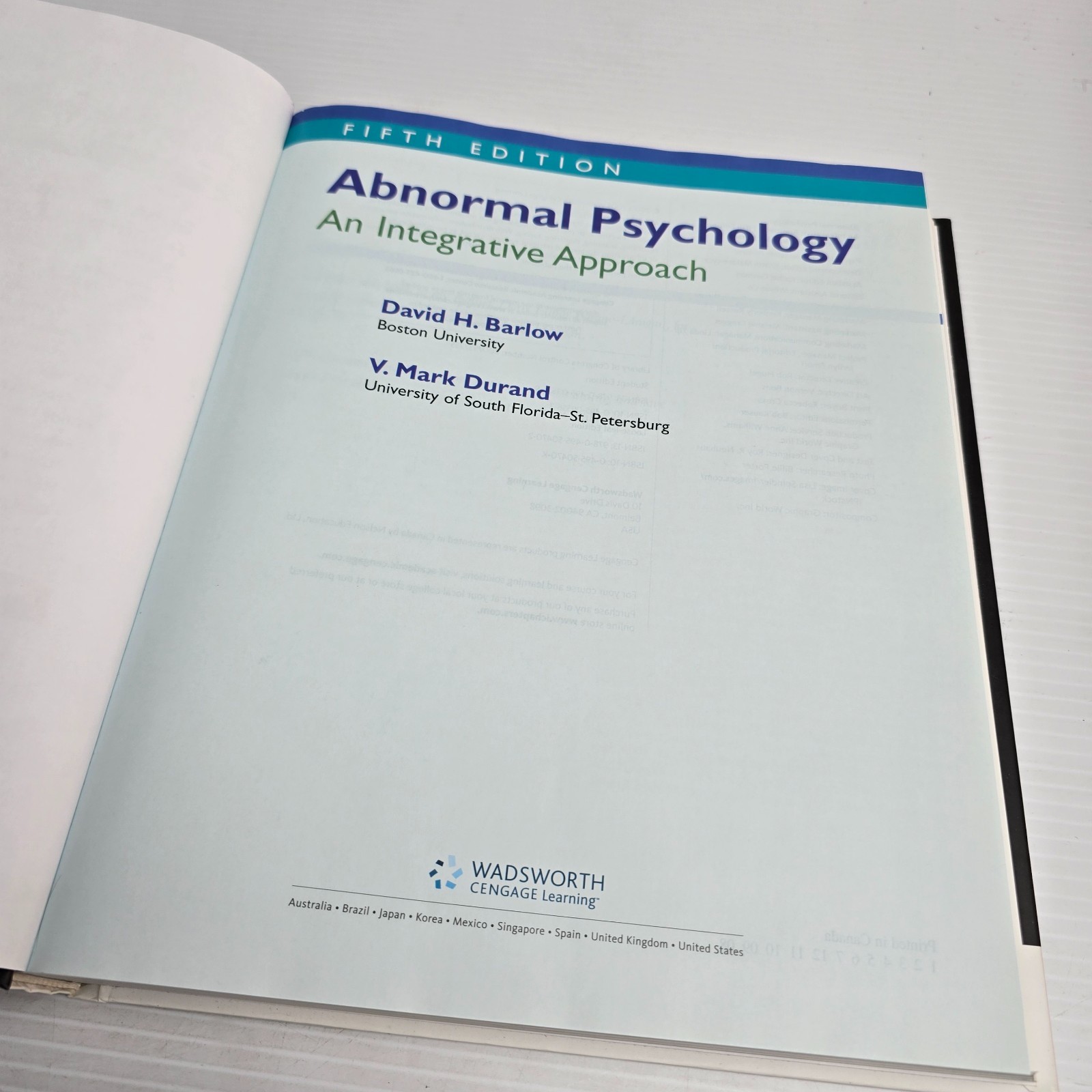 Abnormal Psychology: An Integrative Approach by David H. Barlow; V. Mark Durand