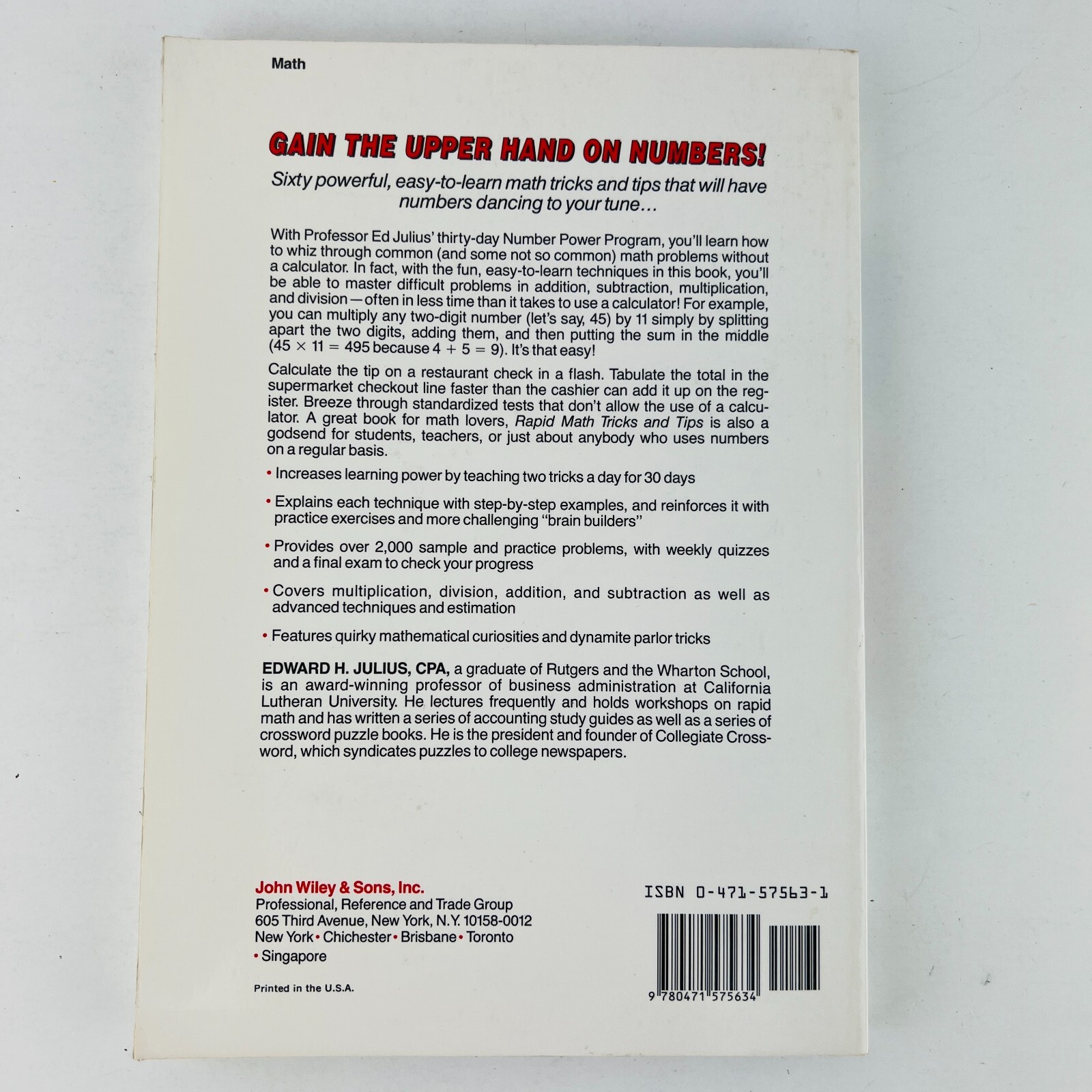 Rapid Math Tricks & Tips: 30 Days to Number Power 1st Edition by Edward H Julius