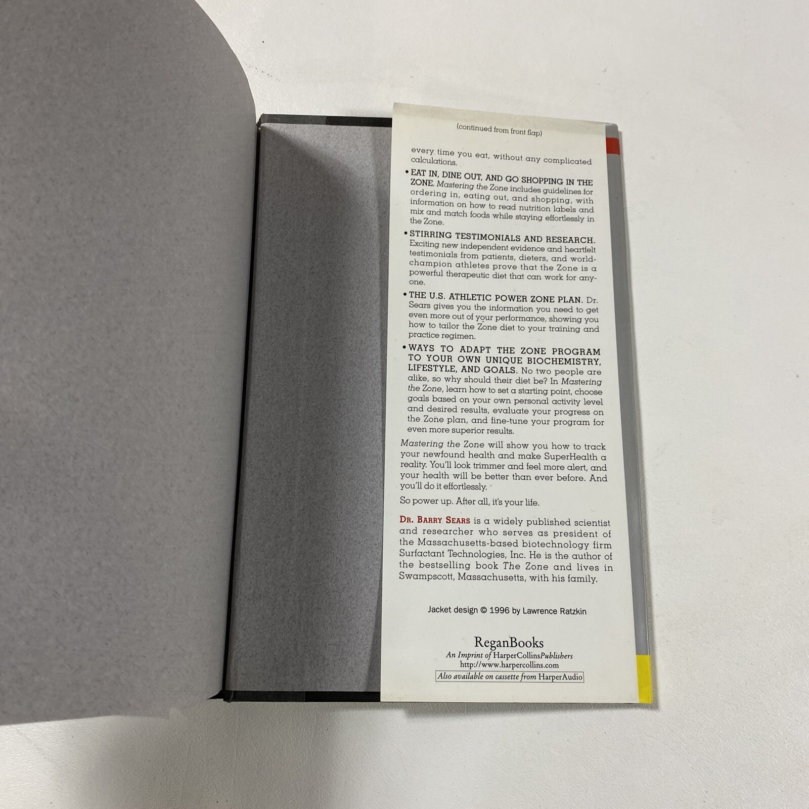 Mastering The Zone – Barry Sears (Dust Jacket, 1997, 1st Edition)