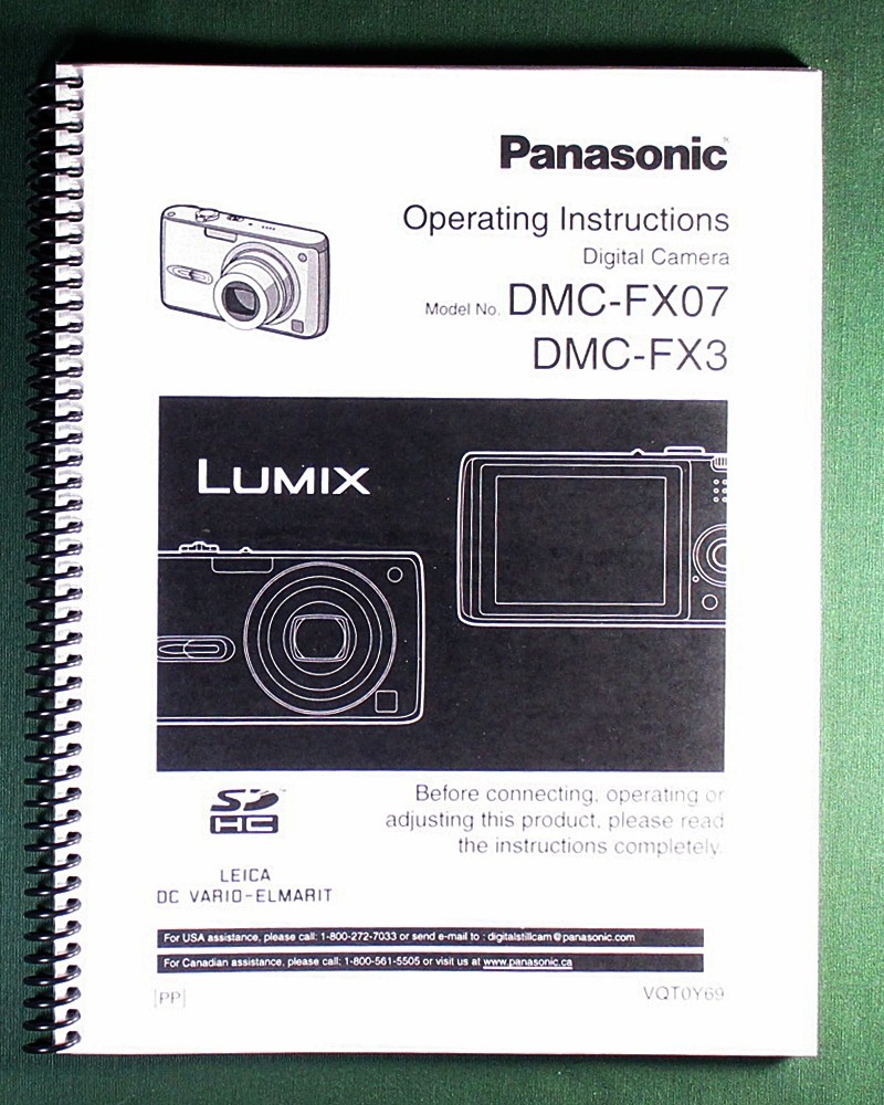 Panasonic DMC-FX07 / FX3 Instruction Manual: w/ Protective Covers!