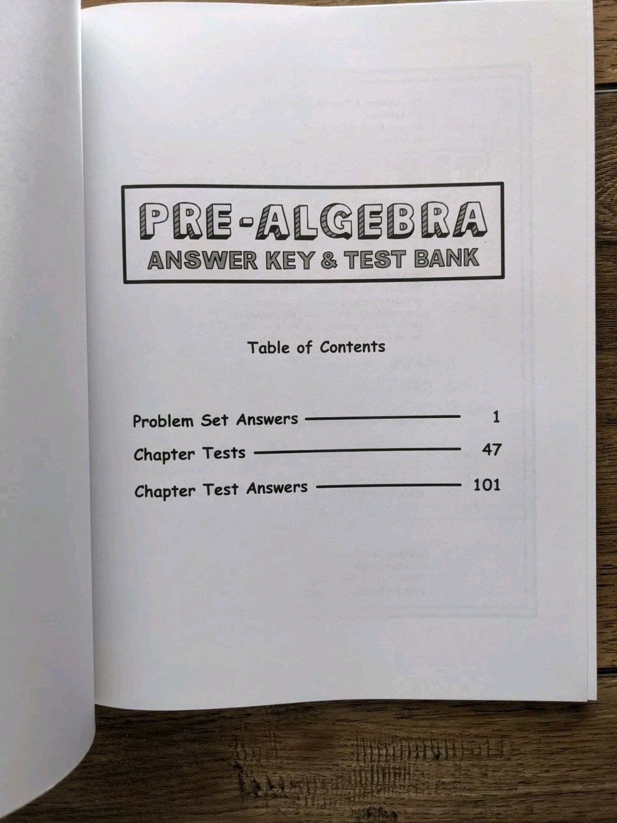 PRE-ALGEBRA A TEACHING TEXTBOOK Answer Key Test Homeschool By Greg Sabouri ED5