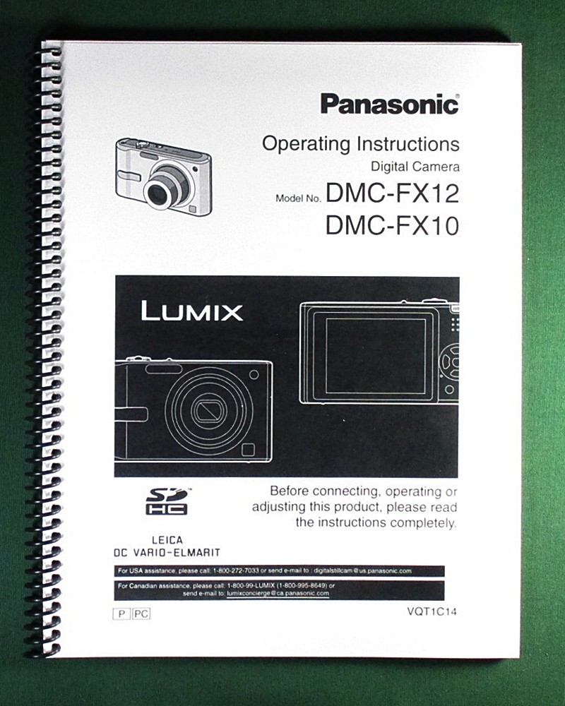 Panasonic DMC-FX12 / FX10 Instruction Manual: w/ Protective Covers!