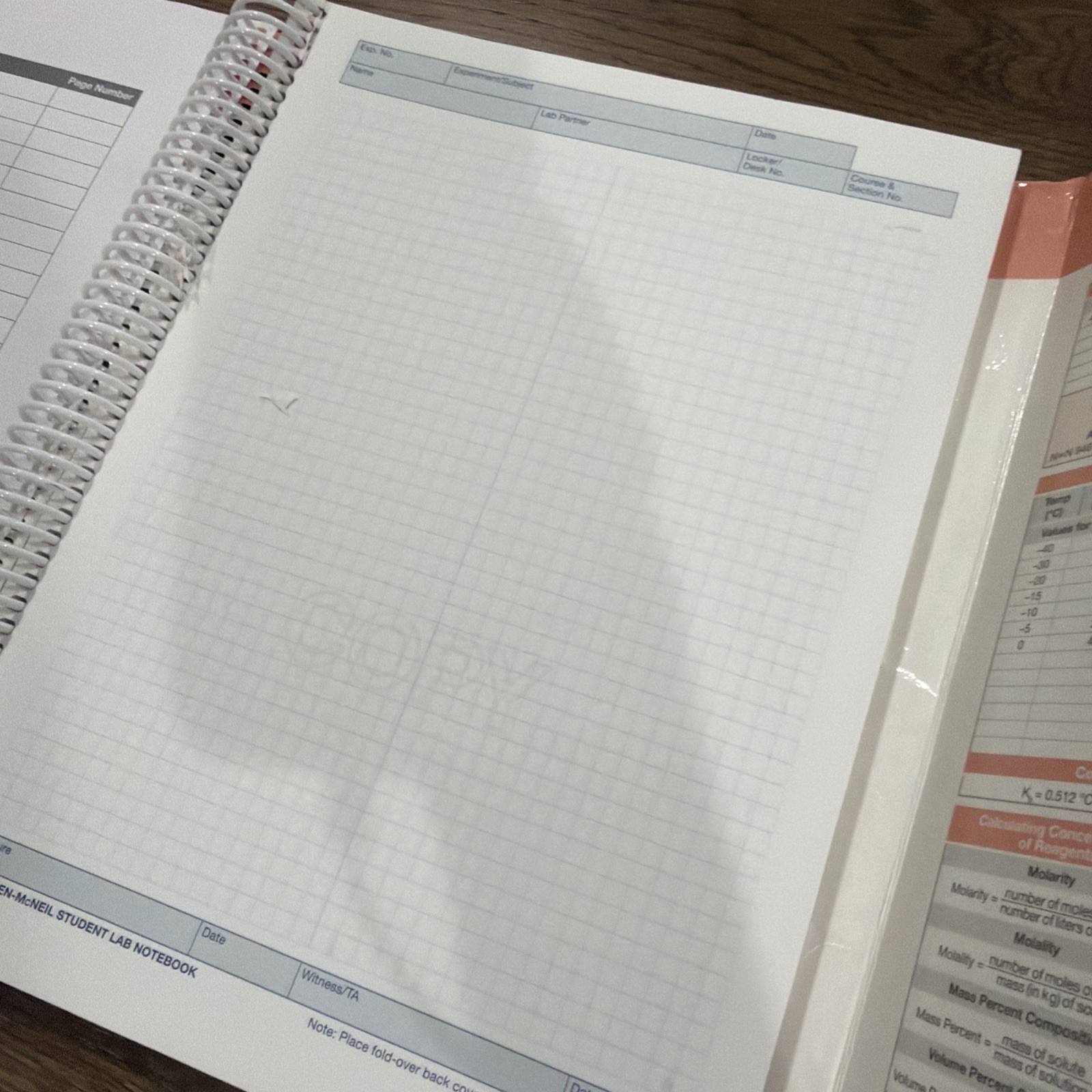 Hayden-McNeil Student Lab Notebook Chemistry Spiral Bound Duplicate Sets Used