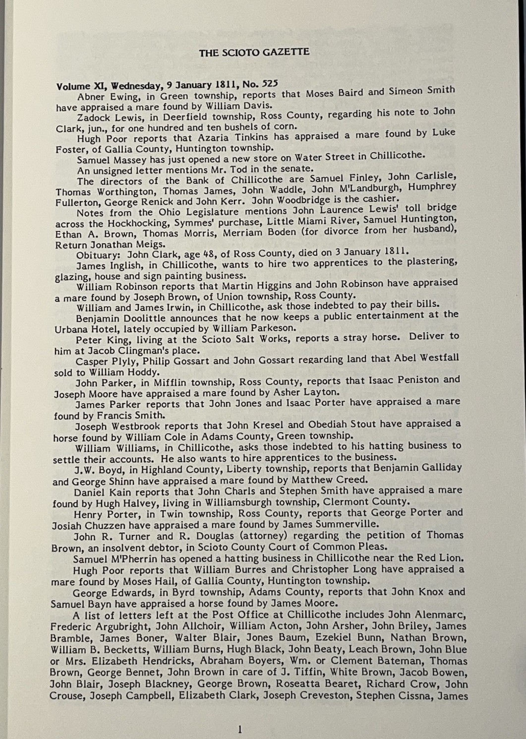 PIONEER OHIO NEWSPAPERS, 1802-1818 Genealogical and Historical Abstract Green