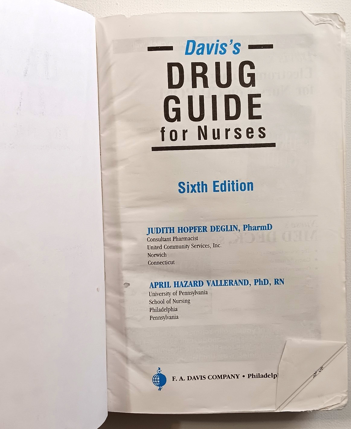 Davis’s Drug Guide for Nurses Sixth Edition Non Disc Version Paperback Book