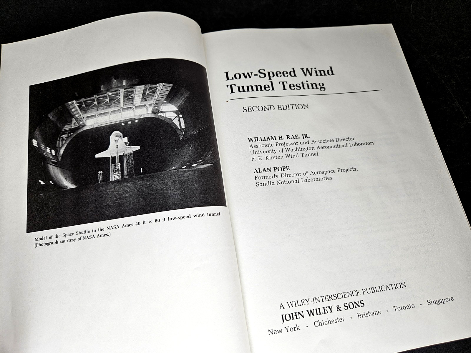 Low-Speed WIND TUNNEL TESTING, 2nd Ed by Rae & Pope, 1984 Wiley HB, Design, Test