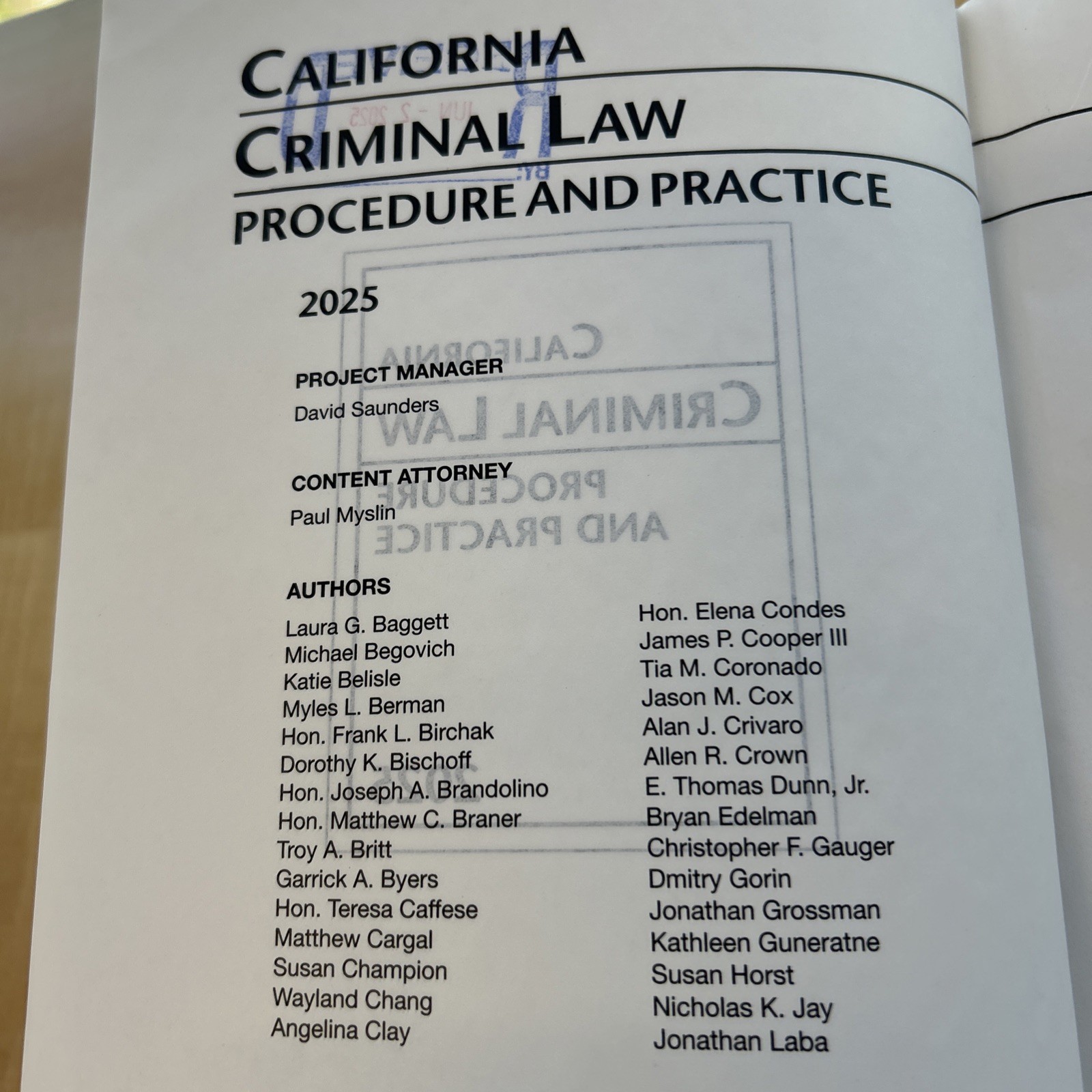 California Criminal Law Procedure & Practice 2025 Edition CEB