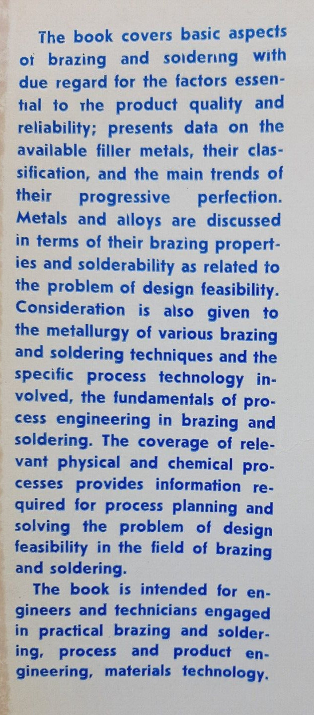 Brazing and soldering of Metals by N. Lashko and S. Lashko, Mir Publishers, 1979