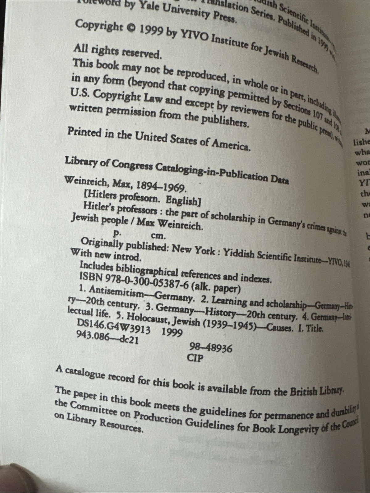 Hitler’s Professors: The Part of Scholarship in Germany’s Crimes Against