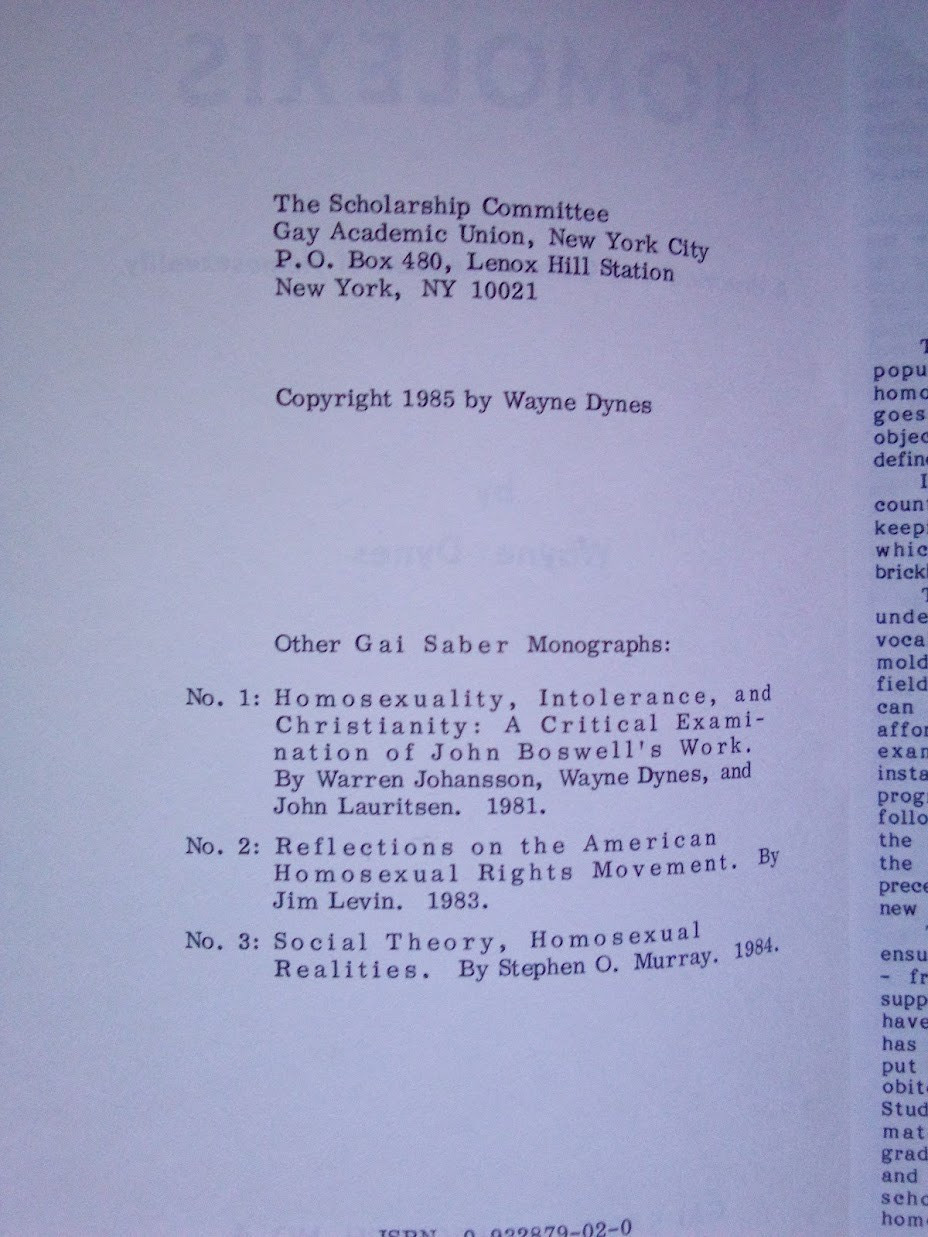 Homolexis (1985) by Wayne Dynes