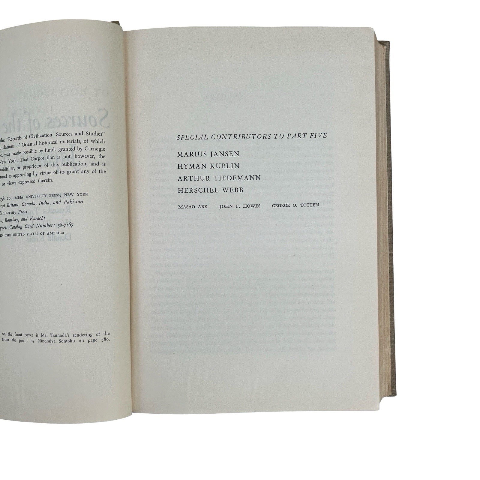 Sources of Japanese Tradition Intro To Asian Civilization Columbia 1958 VTG Text
