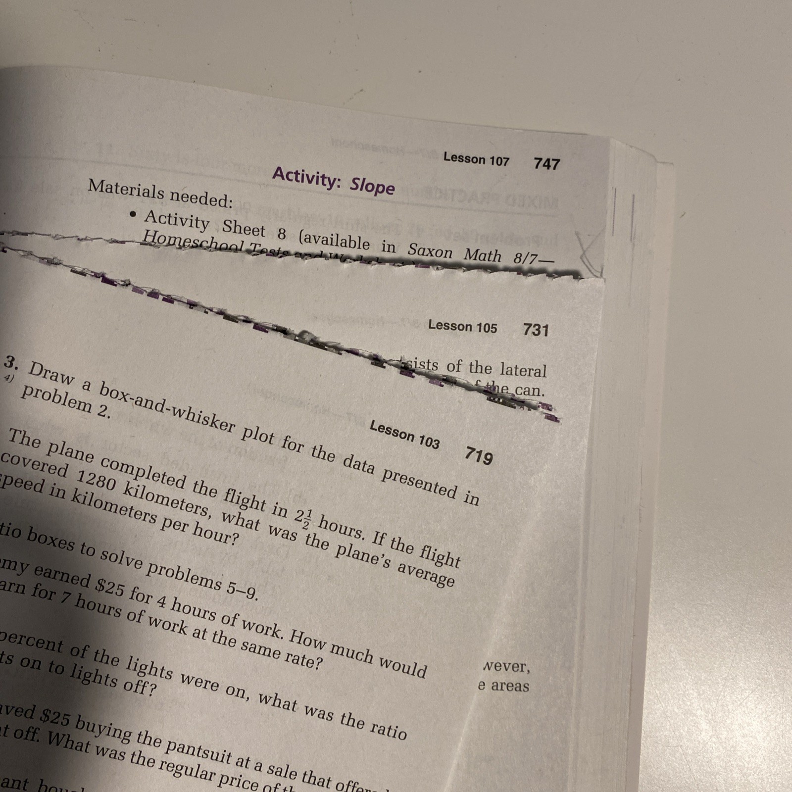 Saxon Math 8/7: Homeschool Student Text, 100 Pages Writing & 30 Printing Error.