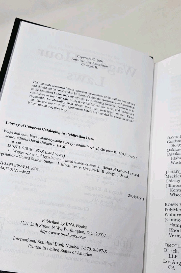 Wage and Hour Laws State by State ABA Section of Labor & Employment Law Book