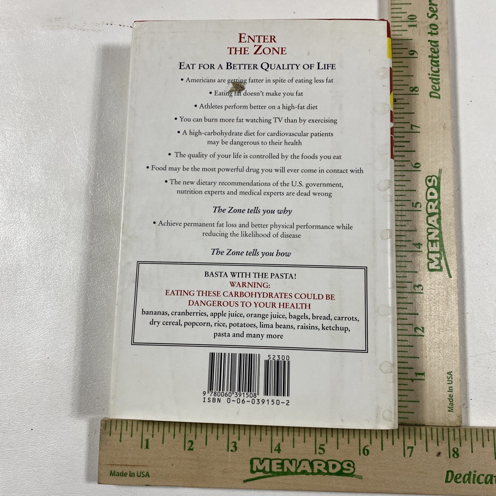 The Zone : A Dietary Road Map – Barry Sears (Dust Jacket, 1995, 1st Edition)