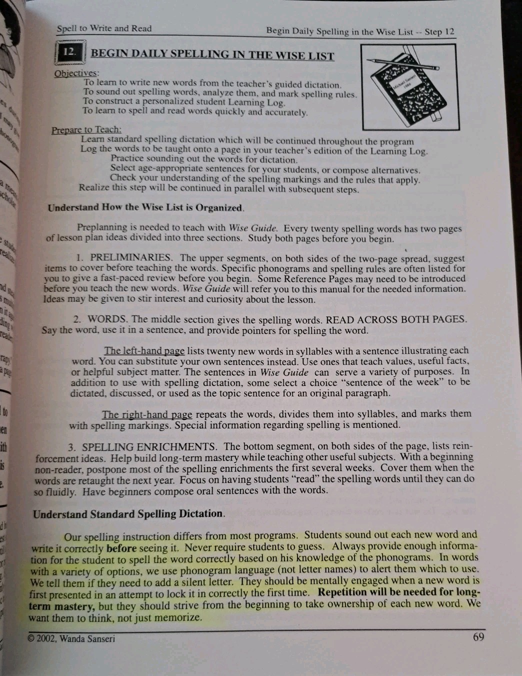 Spell To Write & Read, & WISE Guide for Spelling, Wanda Sanseri -’02, ’03 – GOOD