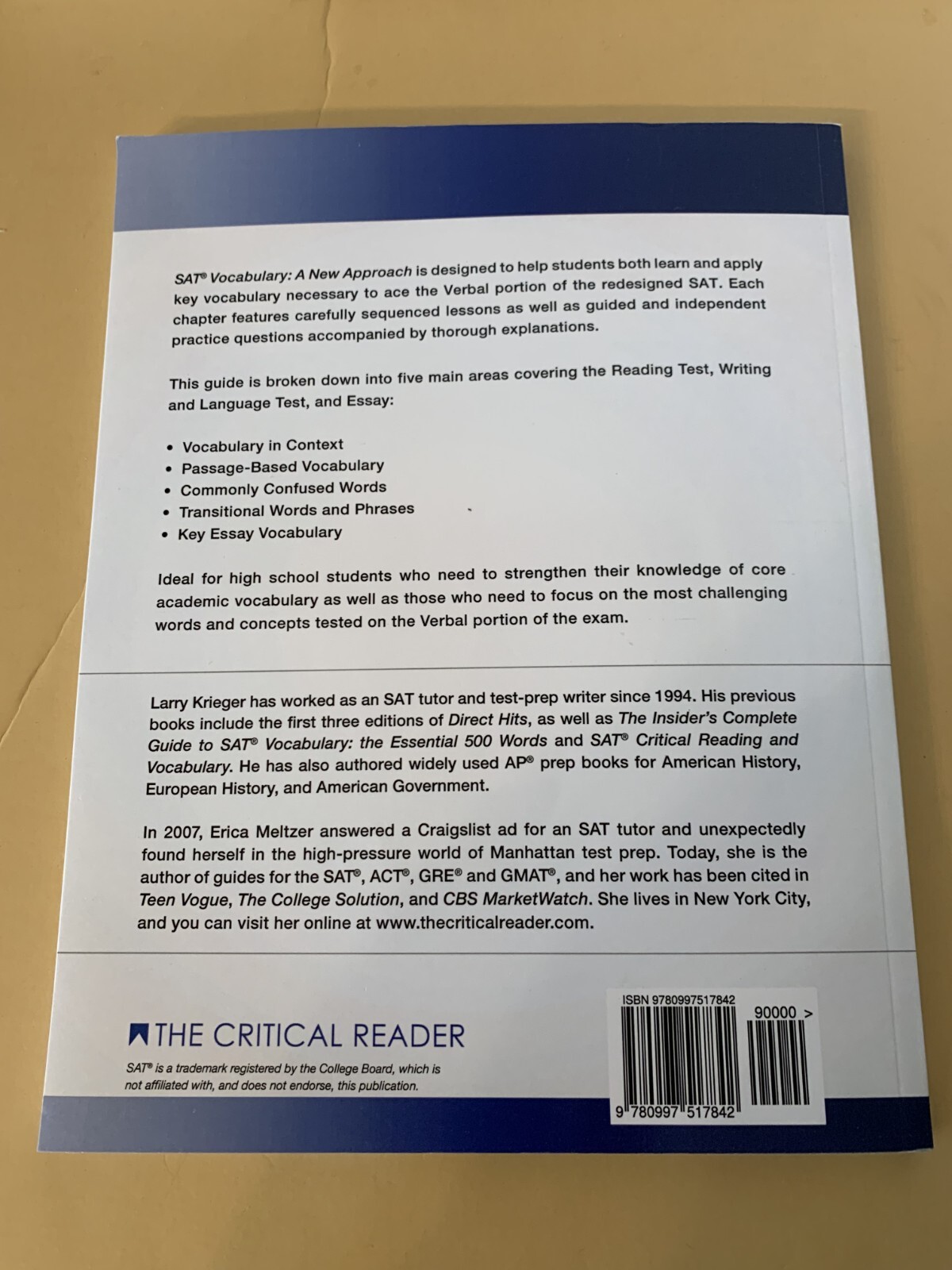 Guide to SAT Vocabulary: A New Approach 1st Edition by Erica L. Meltzer