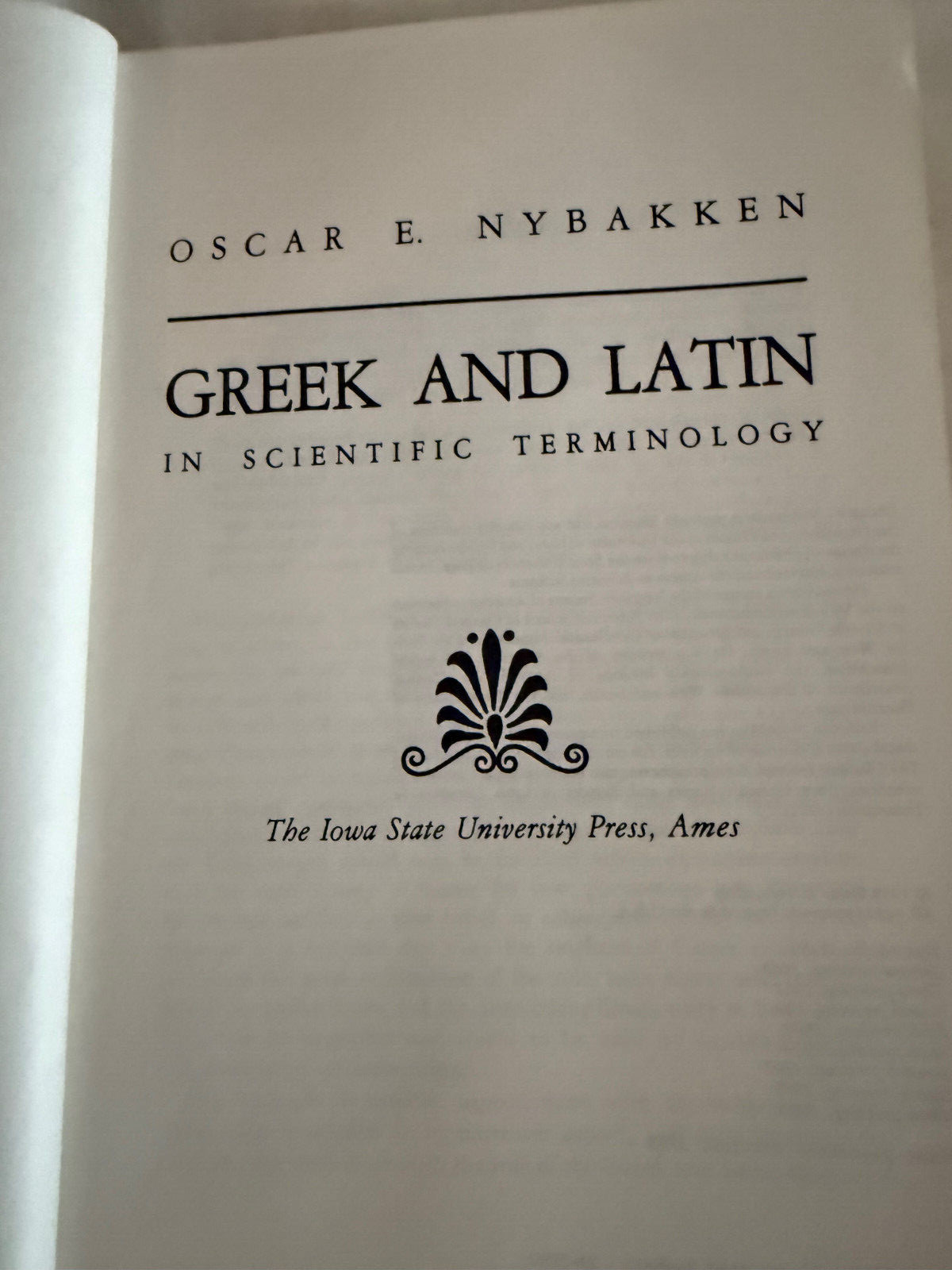 Greek and Latin in Scientific Terminology, Nybakken, 1981, SB