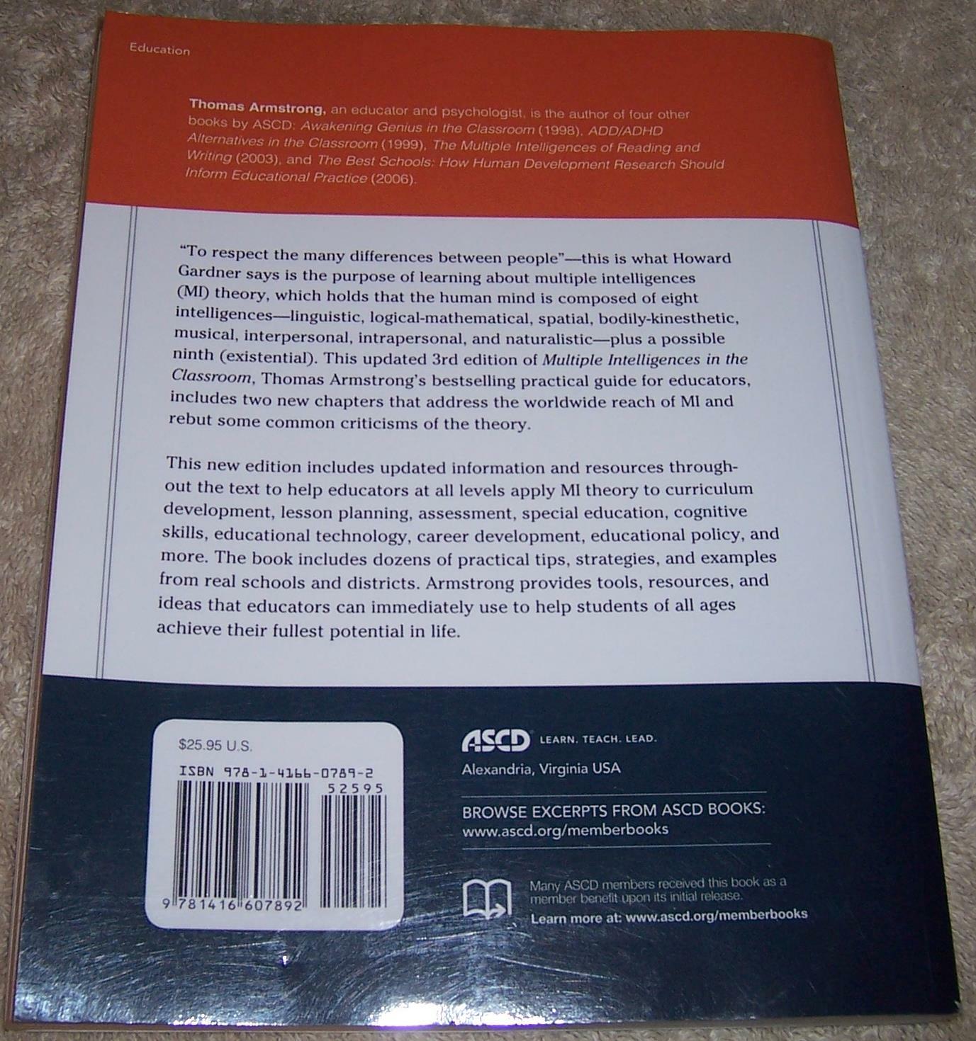 Multiple Intelligences in the Classroom Thomas Armstrong pb