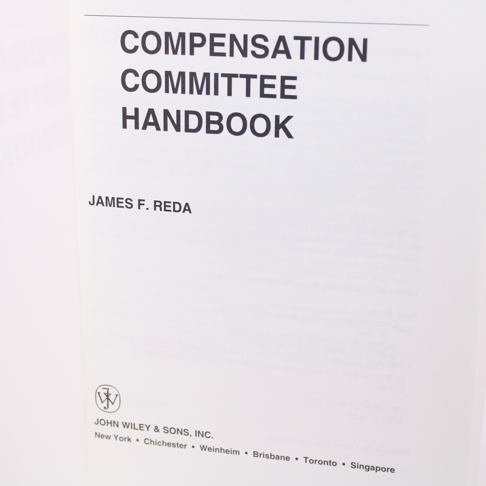 COMPENSATION COMMITTEE HANDBOOK By James F. Reda Paperback Book Like New Copy