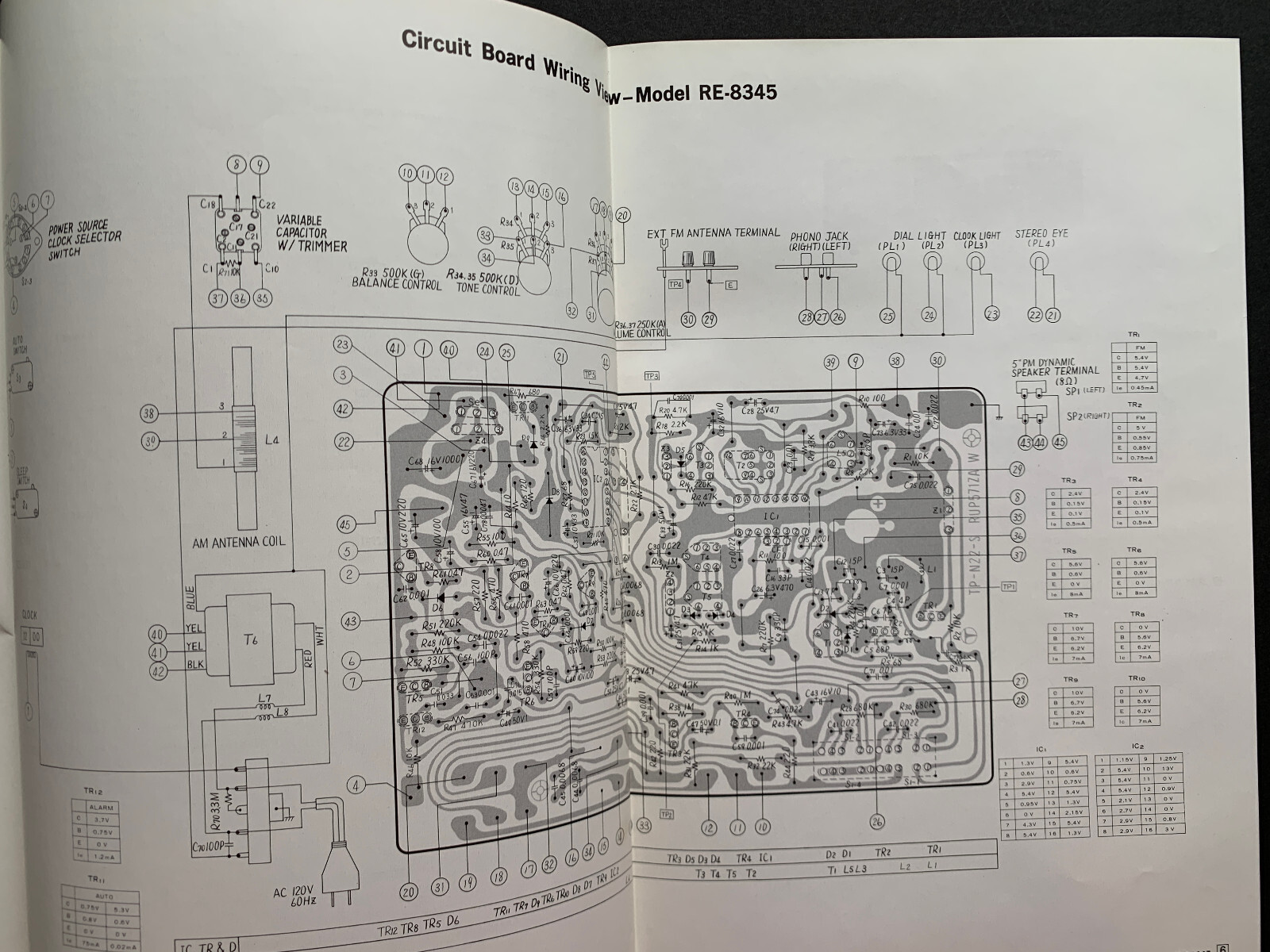 Panasonic RE-8345 FM/AM Radio Digital Flip Alarm Clock ORIGINAL Service Manual