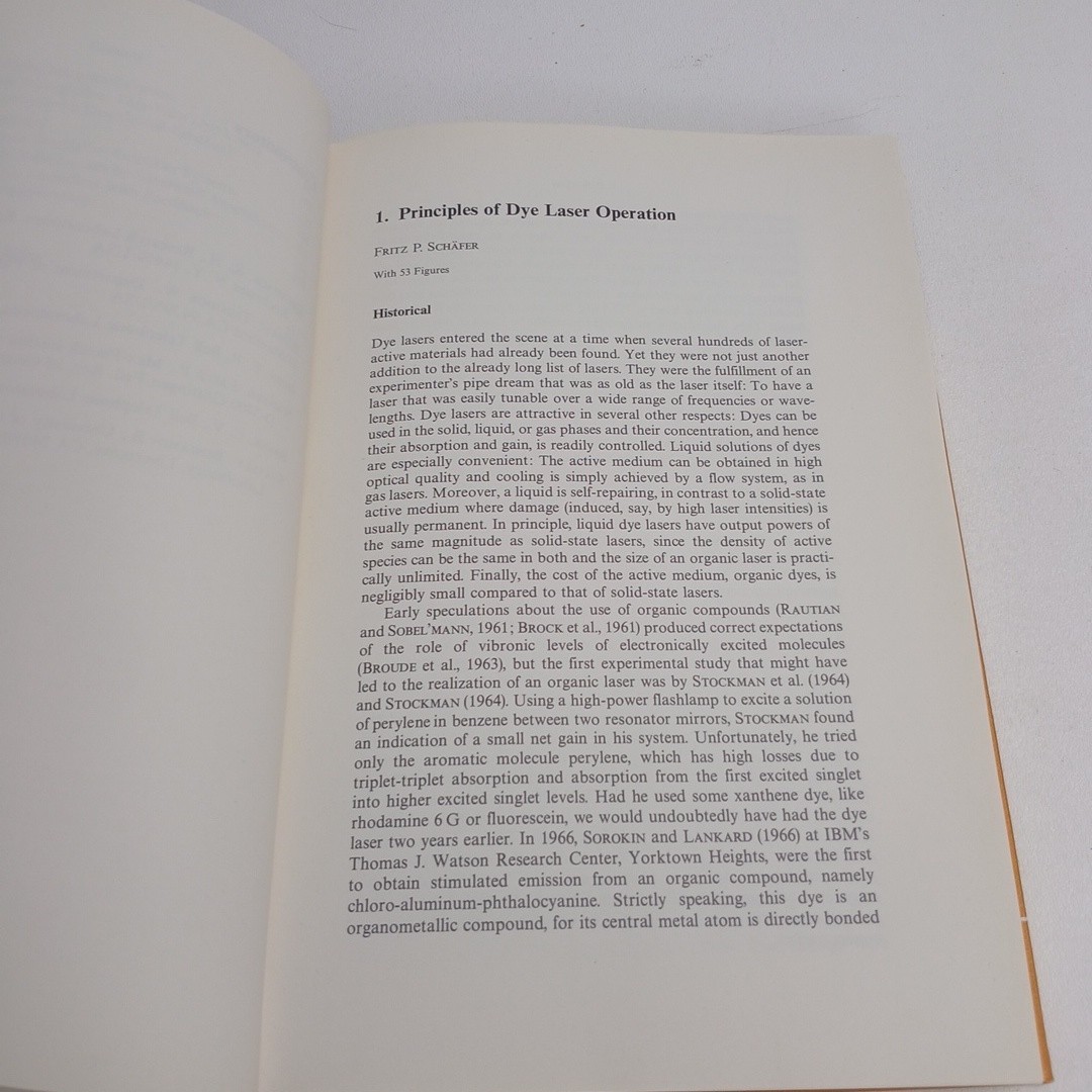 Springer Topics in Applied Physics Volume 1: Dye Lasers by F.P. Schäfer 1973 HC