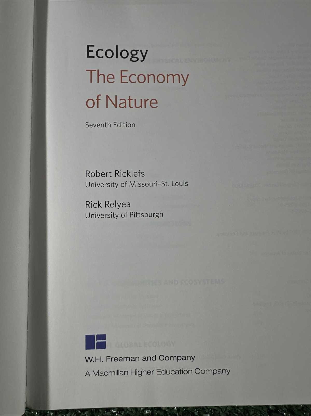 Ecology The Economy of Nature 7th Edition Paperback Robert Ricklefs, Rick Relyea