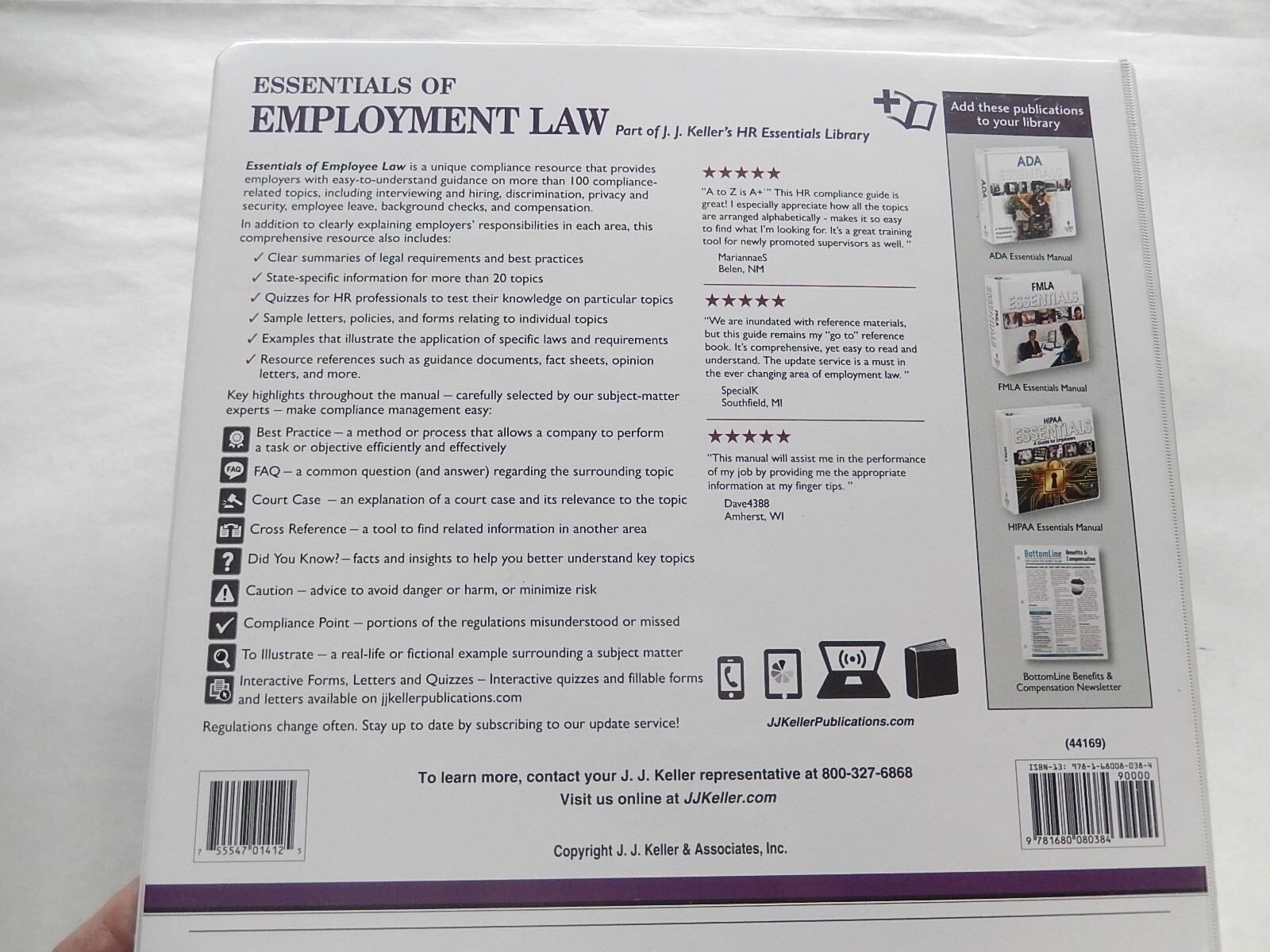 Essentials of Employment Law, J.J.Keller, Feb 2023, 227-M (44169), 3-ring binder