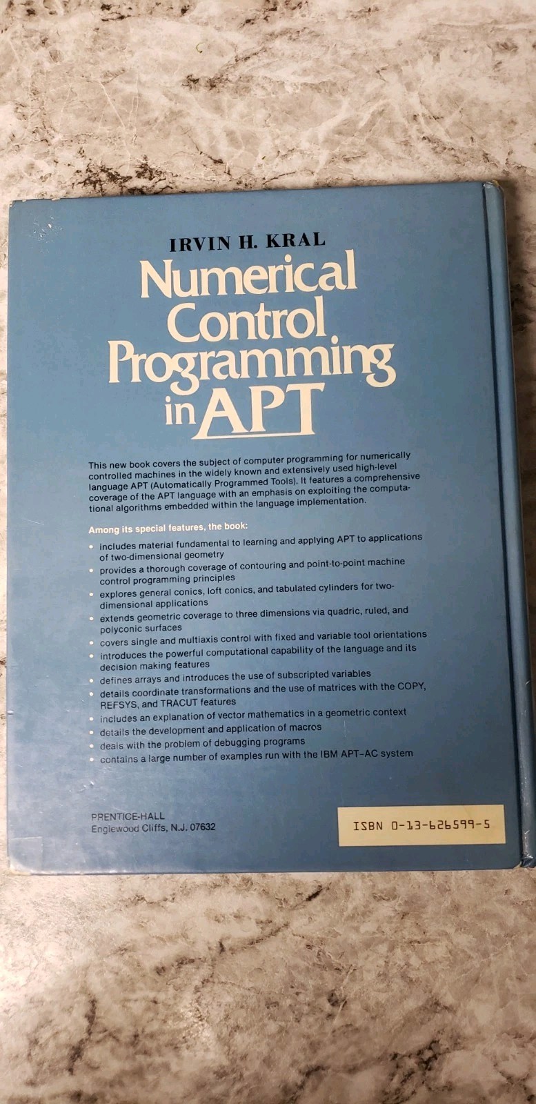 Numerical Control Programming in APT Irvin H Kral HC 1986 Prentice Hall
