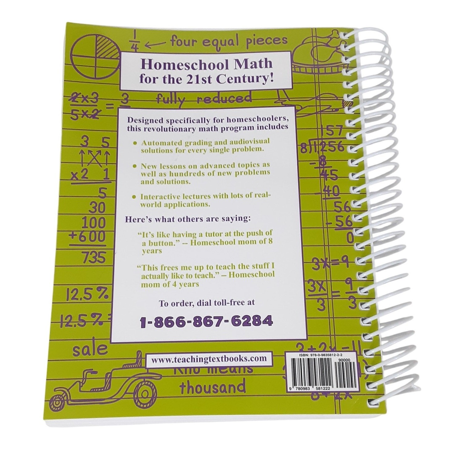 Teaching Textbooks Pre Algebra 2.0 Spiral Bound Test Book Answer Key Homeschool