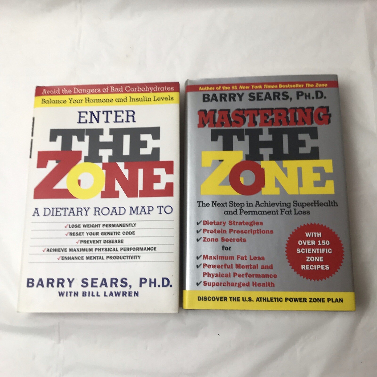 Enter the Zone Mastering thr Zone Barry Sears Hardcover Lot of 2