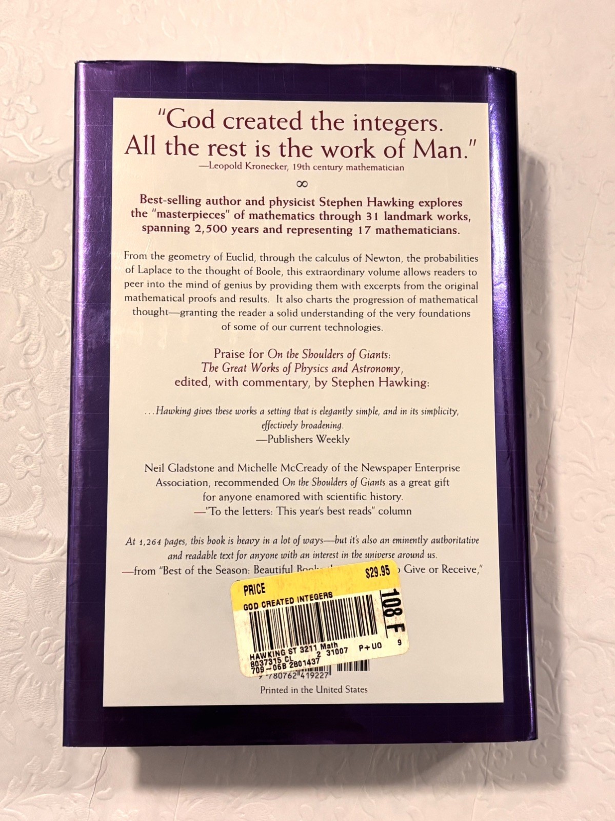 God Created the Integers: Mathematical Breakthroughs… Stephen Hawking -Hardcover