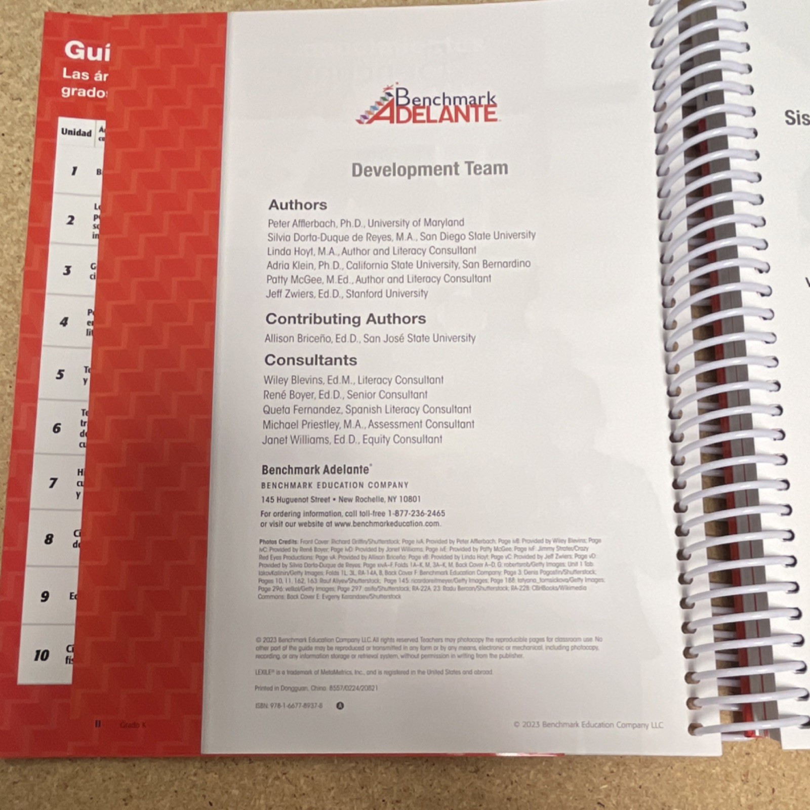 Benchmark Adelante Teacher’s Edition Grade K Spiral Bound Volume 1 (SPANISH)