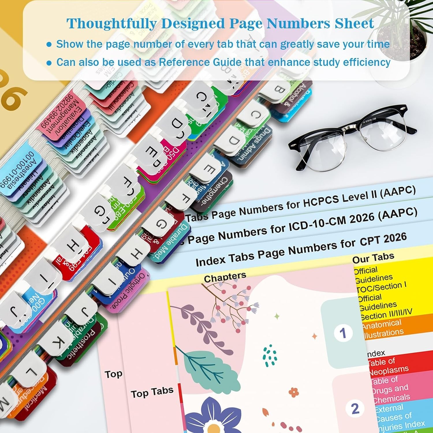 Professional 2026 CPT ICD-10 HCPCS Tabs | Laminated, Color-Coded, Reusable Tabs