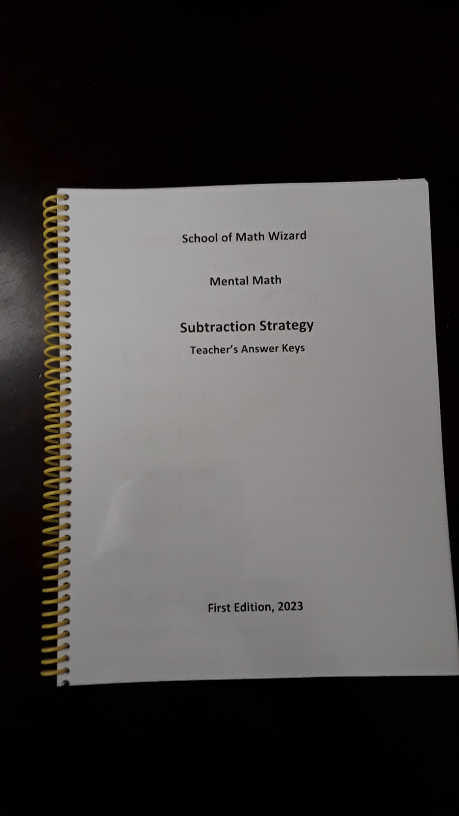 Subtraction Mental Math Practice Teacher Answer Key Book 80 pages Elementary Sch