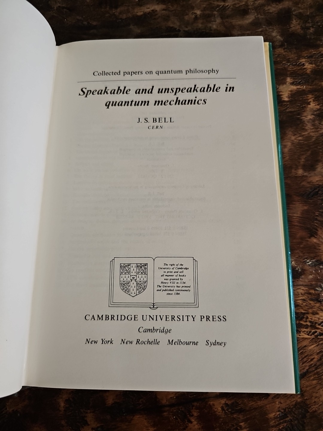 Speakable & Unspeakable in Quantum Mechanics J.S. Bell 1987 First Ed HC DJ