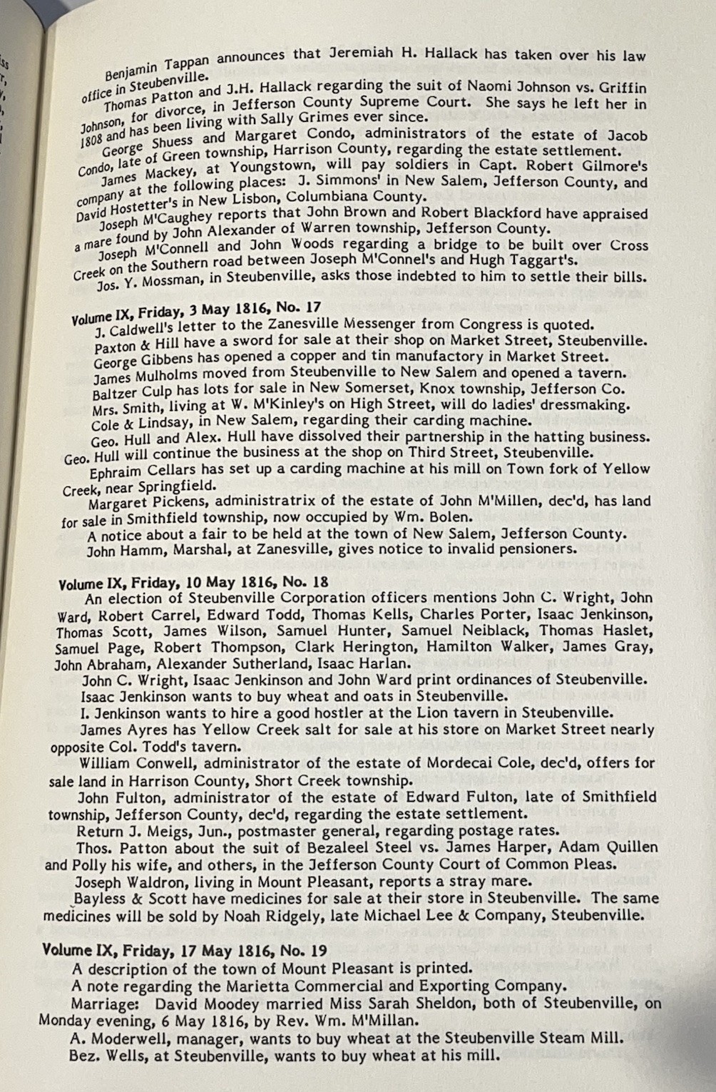 PIONEER OHIO NEWSPAPERS, 1802-1818 Genealogical and Historical Abstract Green