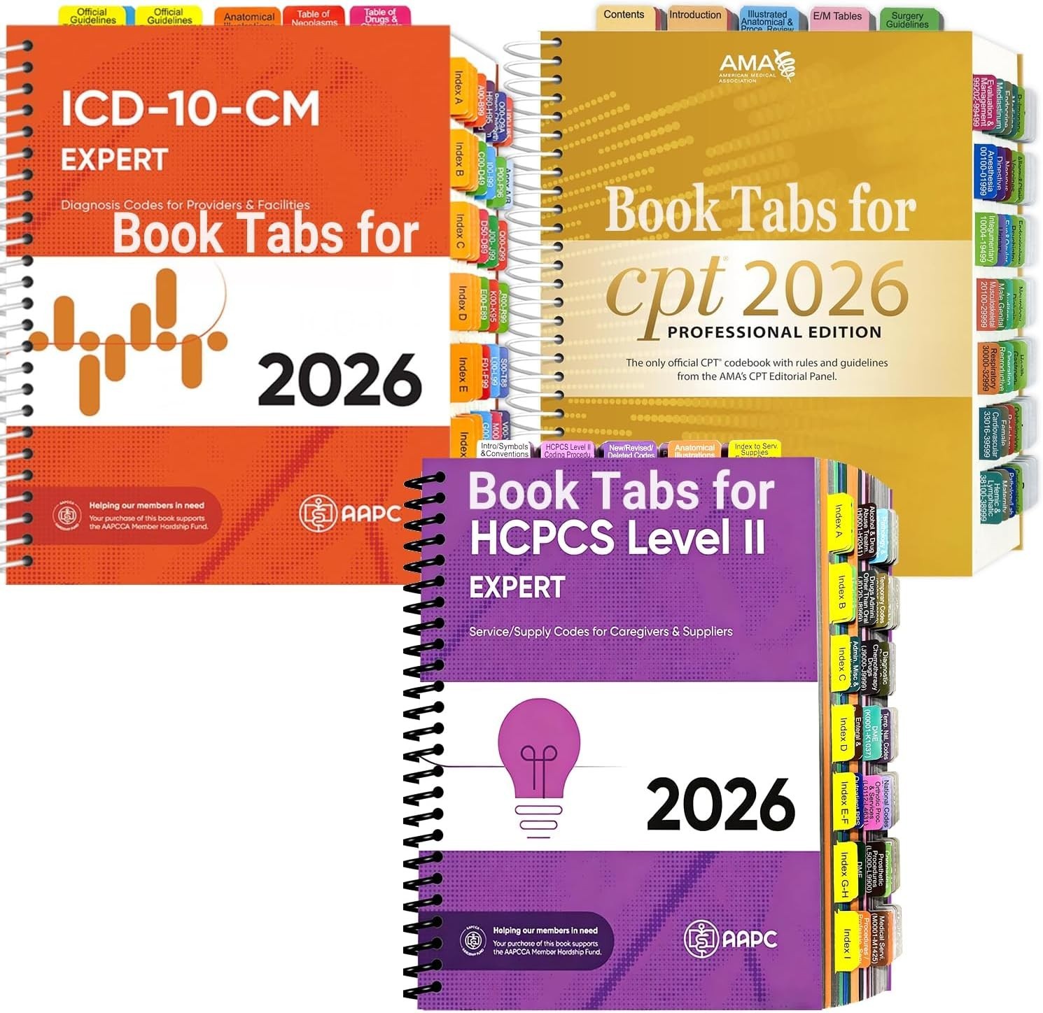 Durable Laminated PVC Medical Coding Tabs for 2026 CPT ICD-10 HCPCS Books