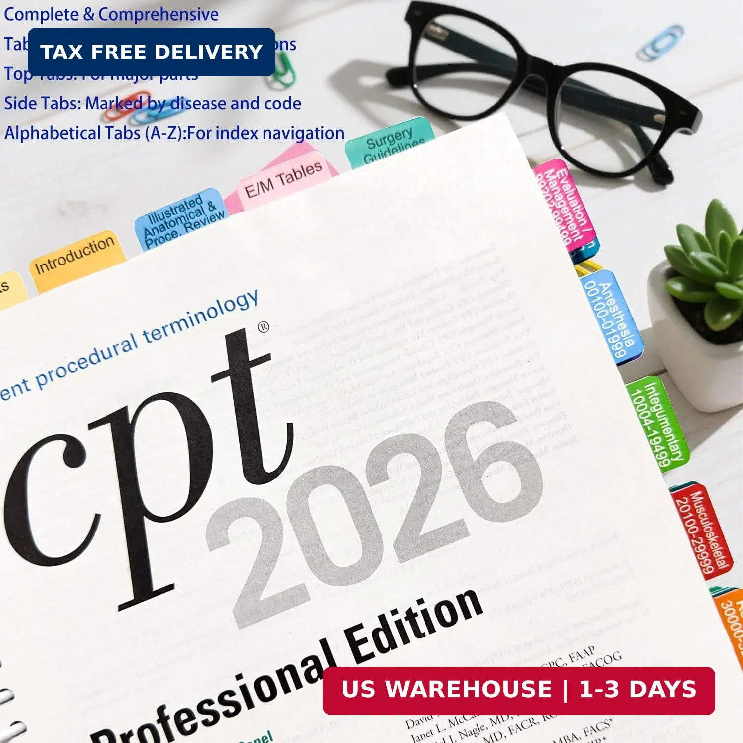 New Upgraded Index Tabs for CPT Professional 2026, Color-Coded and Laminated CPT