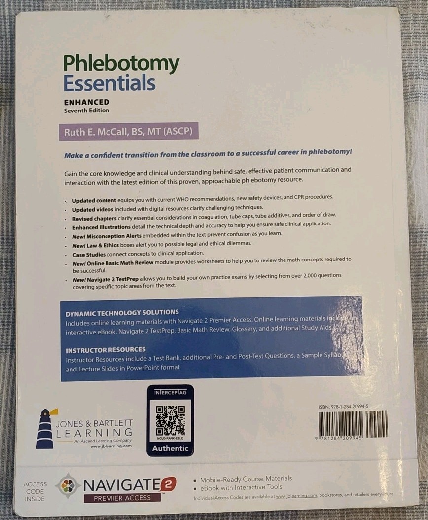 Phlebotomy Essentials, Enhanced Edition – Paperback, by McCall Ruth E. – Good c
