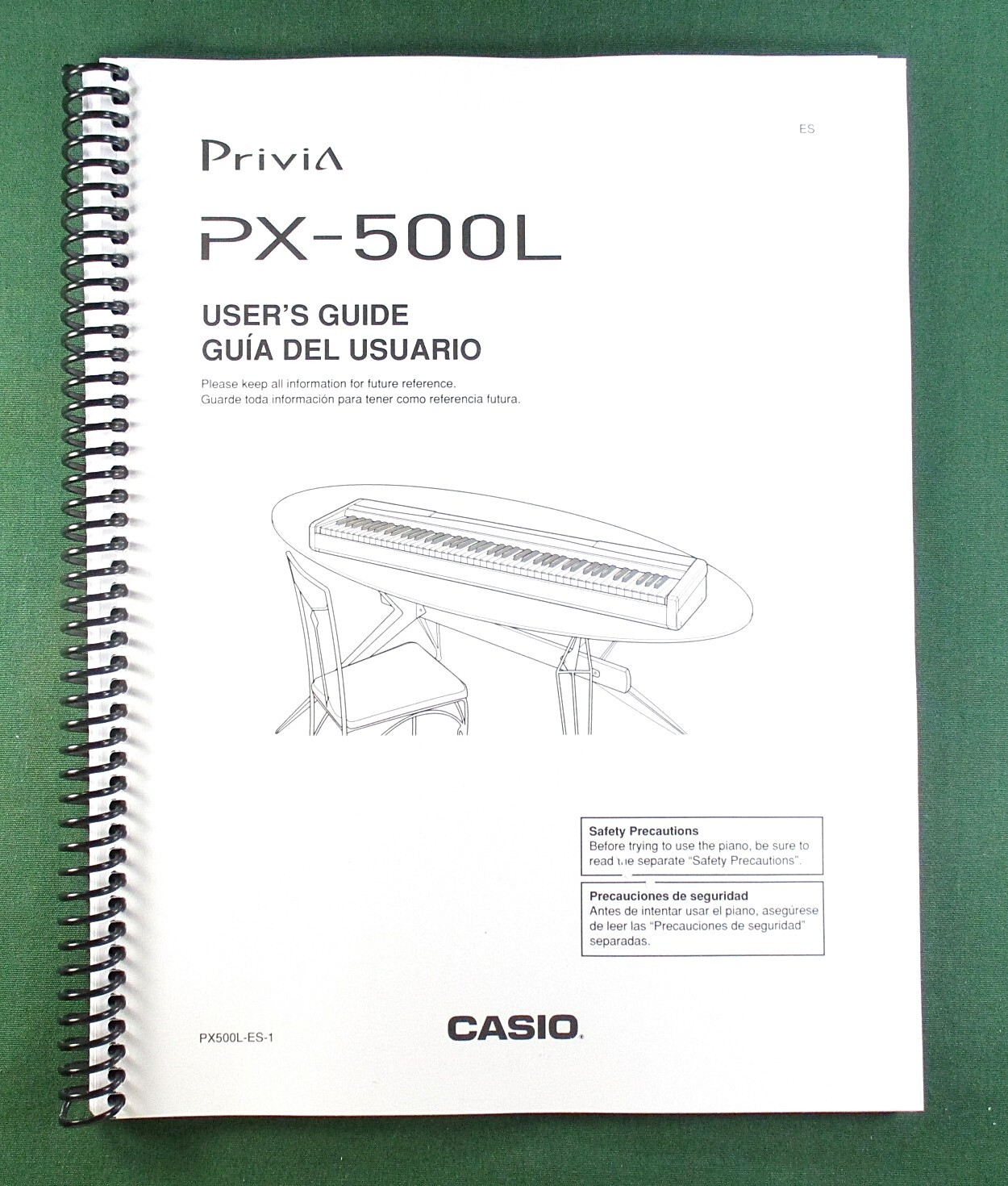 Casio PX-500L Instruction Manual: 36 Pages Coil Bound & Protective Covers!
